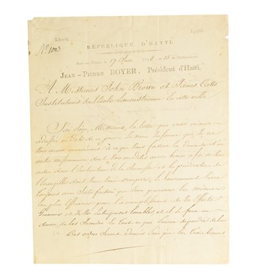 Lot 70 - HISTORY - JEAN PIERRE BOYER - PRESIDENT OF HAITI 1818-1843