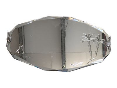 Lot 718 - ART DECO EARLY 20TH CENTURY BEVELLED EDGE CUT WALL MIRROR