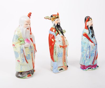 Lot 4 - SANXING DIETIES (FU LU SHOU) CERAMICS CHINESE STATUES