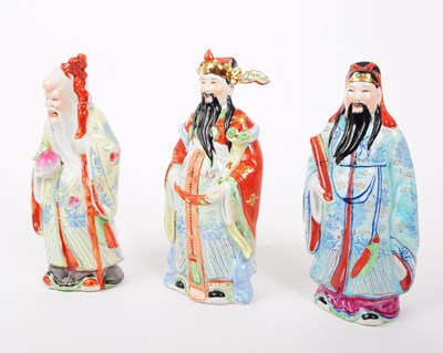 Lot 4 - SANXING DIETIES (FU LU SHOU) CERAMICS CHINESE STATUES