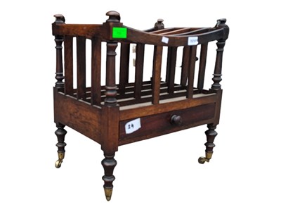 Lot 705 - A 19TH CENTURY VICTORIAN OAK CANTERBURY MAGAZINE STAND / RACK