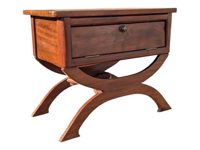Lot 596 - VINTAGE MID CENTURY LOW CHINESE HARDWOOD BEDSIDE CABINET TABLE