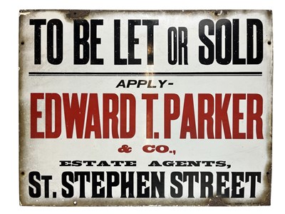 Lot 45 - EDWARD T. PARKER ESTATE AGENTS - ENAMEL ADVERTISING SIGN