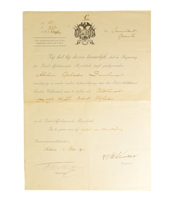 Lot 107 - SOUTH AFRICA - PAUL KRUGER (D.1904) - AUTOGRAPHED CERTIFICATE