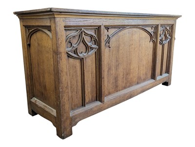 Lot 739 - LARGE 19TH CENTURY GOTHIC CHURCH ALTAR OAK SIDEBOARD / TABLE