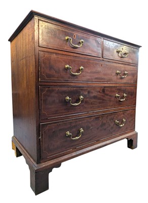Lot 444 - 19TH CENTURY GEORGE III MAHOGANY INLAID CHEST OF DRAWERS