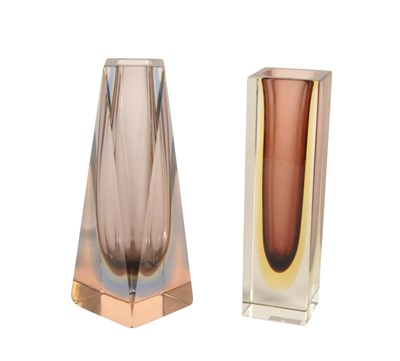 Lot 5 - MANNER OF MURANO - TWO MID CENTURY SOMMERSO STUDIO ART GLASS VASES