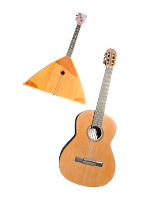 Lot 415 - CORTEZ SPANISH ACOUSTIC GUITAR W/ RUSSIAN BALALAIKA