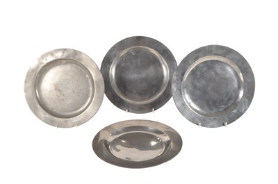 Lot 210 - FOUR 18TH CENTURY ENGLISH METAL PEWTER PLATES
