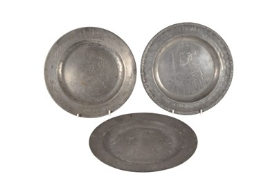 Lot 219 - COLLECTION OF THREE ENGLISH 18TH CENTURY METAL PEWTER PLATES