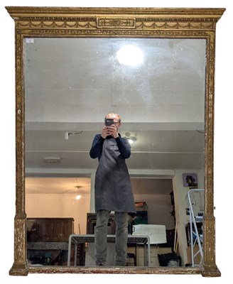 Lot 347 - FRENCH LOUIS XVIII STYLE 19TH CENTURY GILTWOOD & GESSO OVERMANTEL MIRROR