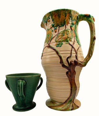 Lot 94 - TWO MID CENTURY STUDIO ART POTTERY VASES, CARLTOWARE & BRANNAM POTTERY