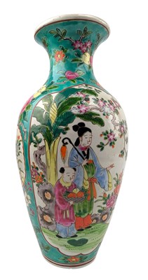 Lot 141 - 20TH CENTURY JAPANESE GREEN GROUND ENAMELLED VASE