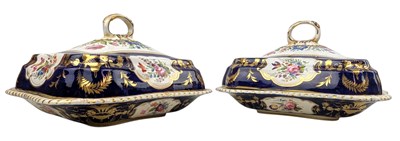Lot 36 - PAIR OF DERBY PORCELAIN EARLY 19TH CENTURY HAND PAINTED CHINA LIDDED TUREENS