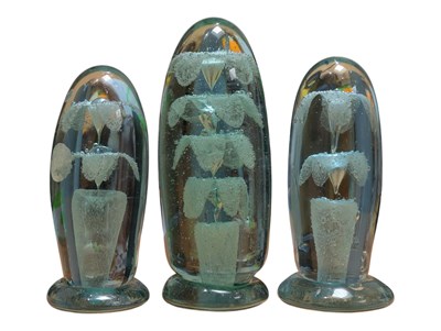 Lot 67 - THREE 19TH CENTURY GREEN GLASS DUMP PAPERWEIGHTS