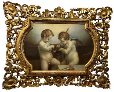 Lot 348 - AFTER ANTONIO DA CORREGGIO - CUPID SHARPENING HIS ARROWS (DANAE) - WATERCOLOUR ON PAPER