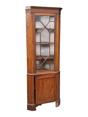 Lot 1042 - 19TH CENTURY GEORGE III MAHOGANY CORNER DISPLAY CABINET