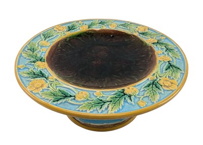 Lot 74 - GEORGE JONES POSSIBLY FOR MINTON MAJOLICA MINIATURE TAZZA