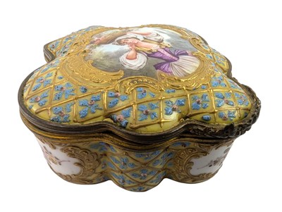 Lot 65 - SEVRES FRENCH 19TH CENTURY ENAMELLED & TOOLED GILT JEWELLERY CASKET BOX