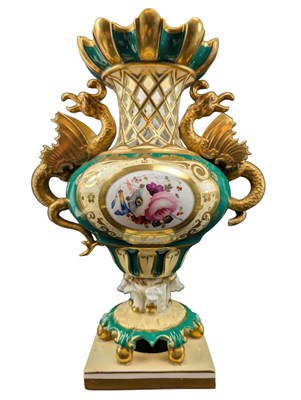 Lot 97 - ENGLISH FINE BONE CHINA 19TH CENTURY PORCELAIN RETICULATED MANTEL VASE