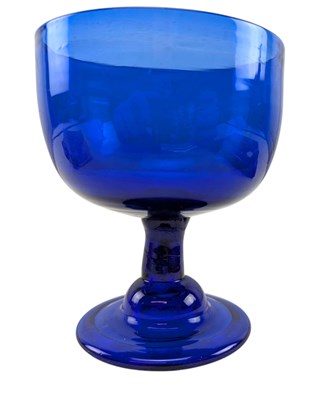 Lot 87 - LATE 18TH / EARLY 19TH CENTURY BRISTOL BLUE GLASS GOBLET