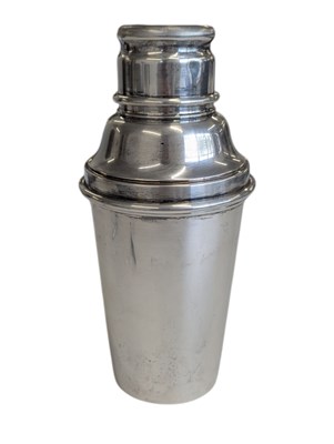 Lot 265 - MID CENTURY SILVER PLATED COBBLER COCKTAIL SHAKER