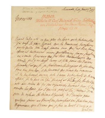 Lot 219 - HISTORY - WILLIAM IV, PRINCE OF ORANGE (D.1751) - LETTER