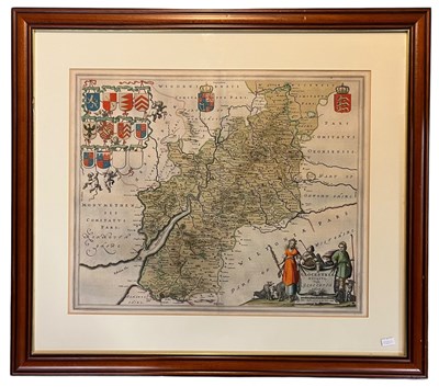 Lot 447 - JOAN BLAEU - 17TH CENTURY MAP OF GLOUCESTERSHIRE CIRCA 1650S