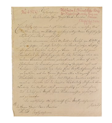 Lot 232 - HISTORY - WILLIAM I OF THE NETHERLANDS (D.1843) - ALS