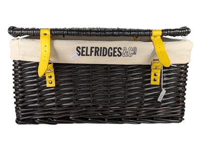 Lot 269 - SELFRIDGES & CO - RATTAN BLACK WOVEN BRANDED DESIGNER HAMPER
