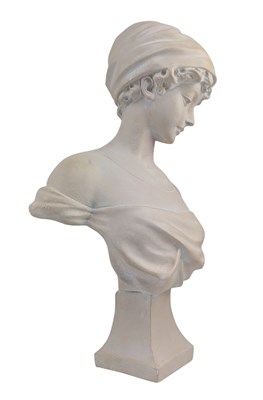 Lot 138 - CONTEMPORARY PLASTER COMPOSITE BUST OF A YOUNG LADY