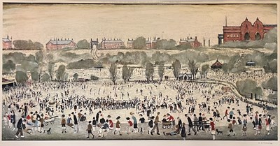 Lot 325 - LAURENCE STEPHEN LOWRY - PEEL PARK, SALFORD - OFFSET SIGNED COLOUR LITHOGRAPH