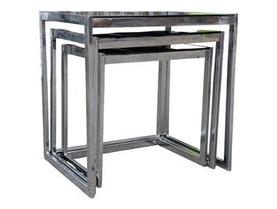 Lot 805 - ITALIAN MODERN DESIGN - VINTAGE MID CENTURY CHROME & GLASS NEST OF TABLES