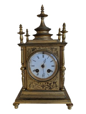 Lot 270 - 19TH CENTURY VICTORIAN GILT METAL MANTEL CLOCK