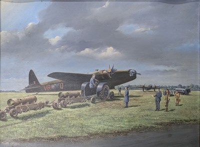 Lot 81 - HAROLD STEWARD - OIL ON CANVAS RAF PAINTING