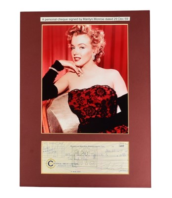 Lot 250 - HOLLYWOOD - MARILYN MONROE (D.1962) - SIGNED CHEQUE