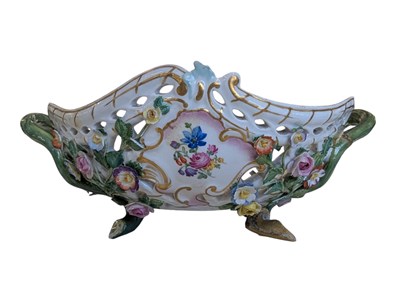 Lot 73 - MEISSEN - LATE 19TH CENTURY PORCELAIN TWIN HANDLED BASKET