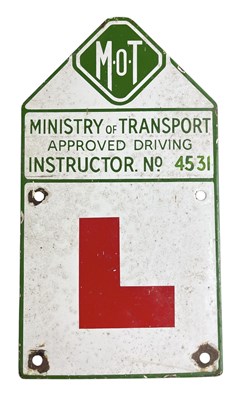 Lot 25 - M.O.T - 20TH CENTURY PORCELIAN ENAMEL INSTRUCTOR SIGN