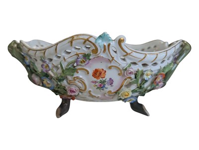 Lot 75 - MEISSEN - LATE 19TH CENTURY GERMAN PORCELAIN TWIN HANDLED BASKET