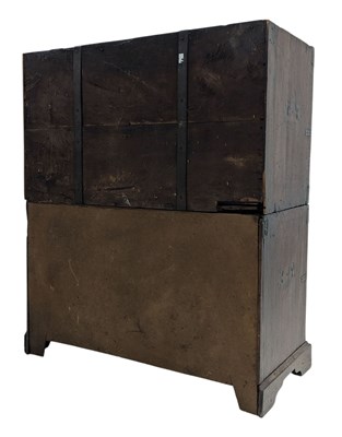 Lot 264 - GEORGE III MAHOGANY & BRASS BOUND CAMPAIGN CHEST ON CHEST