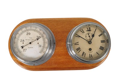 Lot 266 - BOTTOMLEY & BAIRD LTD, GLASGOW - MOUNTED SHIPS BAROMETER & SMITH CLOCK