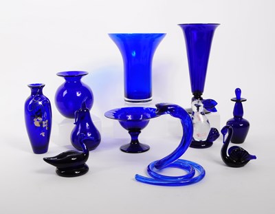 Lot 34 - COLLECTION OF 20TH CENTURY BRISTOL BLUE GLASS