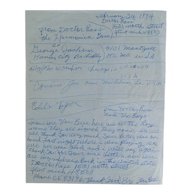 Lot 265 - BLUES MUSIC - DOCTOR ROSS & 'THE BOYS' - AUTOGRAPHS ON PAPER