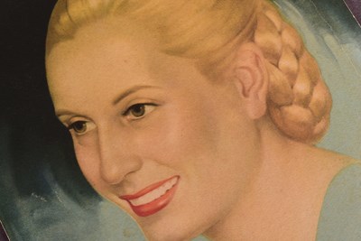 Lot 275 - HISTORY - EVA PERON (D.1952) - INCREDIBLY RARE SIGNED PORTRAIT