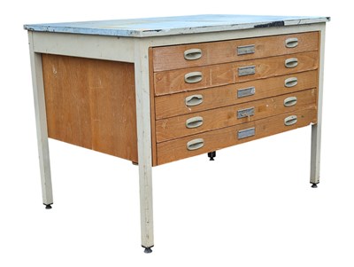 Lot 809 - BRITISH MODERN DESIGN - A VINTAGE PAINTED PLAN CHEST OF DRAWERS