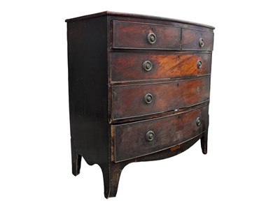 Lot 1017 - GEORGE III EARLY 19TH CENTURY MAHOGANY CHEST OF DRAWERS