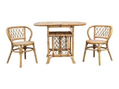 Lot 811 - MID CENTURY 1980S BAMBOO KITCHEN DINING TABLE & PAIR OF CHAIRS