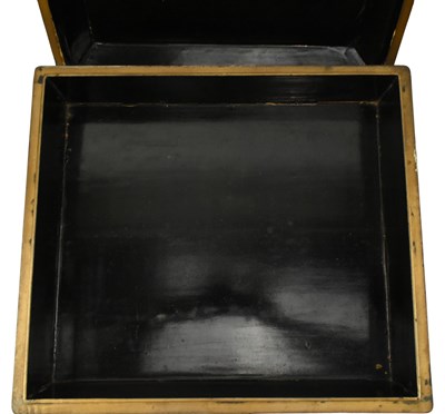 Lot 54 - 19TH CENTURY CHINESE EXPORT BLACK AND GILT LACQUER GAMES BOX