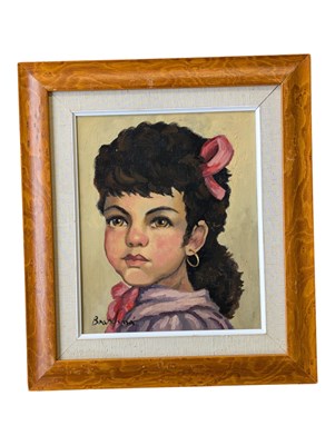Lot 289 - JEANNE BRANDSMA (BELGIAN, 1920-1992) VINTAGE OIL ON CANVAS PORTRAIT STUDY
