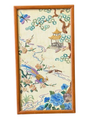 Lot 290 - VINTAGE MID 20TH CENTURY CHINESE HAND EMBROIDERED PANEL